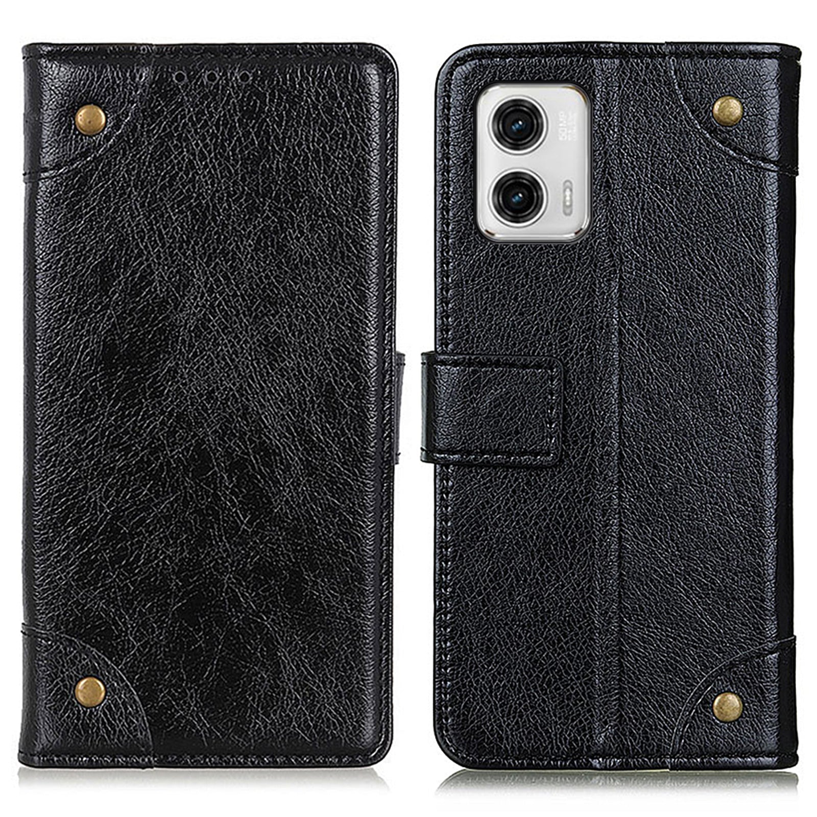 Phone Case For Motorola Moto G73 5G Brass Button Decor Nappa Texture Flip Leather Wallet Cover with Stand Phone Case For Motorola Moto G73 5G Brass Button Decor Nappa Texture Flip Leather Wallet Cover with Stand